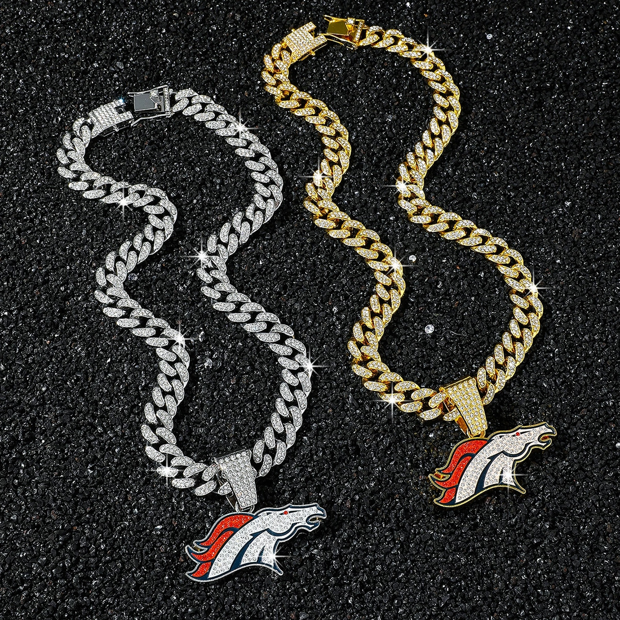 Football Team Cuban Link Pendant Necklace-HandPrint