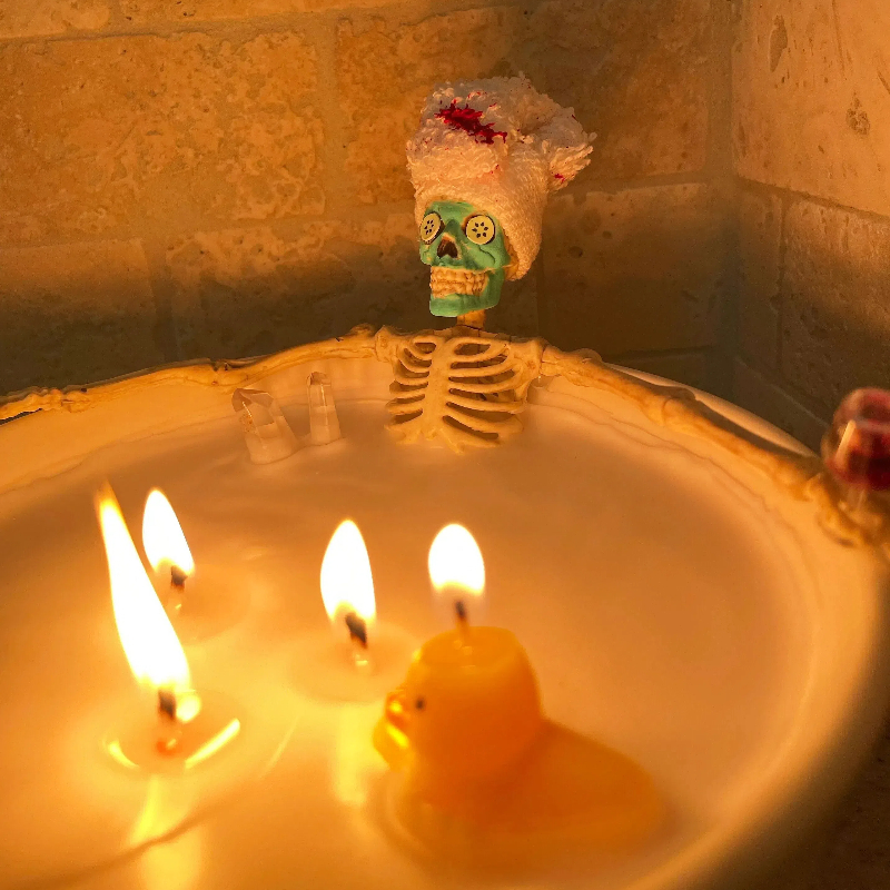 Spooky Skeleton Bathing Candle-HandPrint