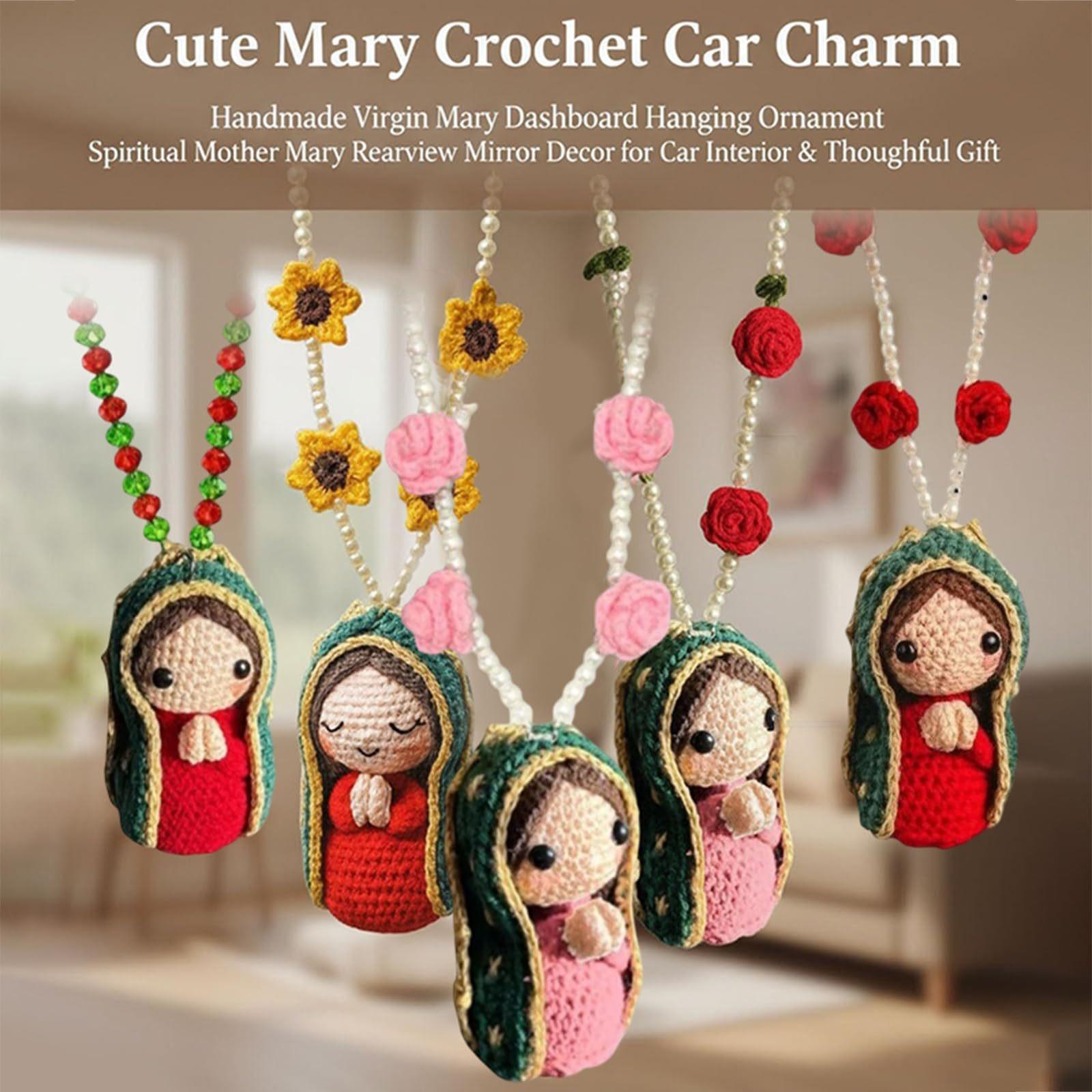 Handmade Knitted Virgin Mary Car Charm – Cute Hanging Ornament & Unique Gift-HandPrint