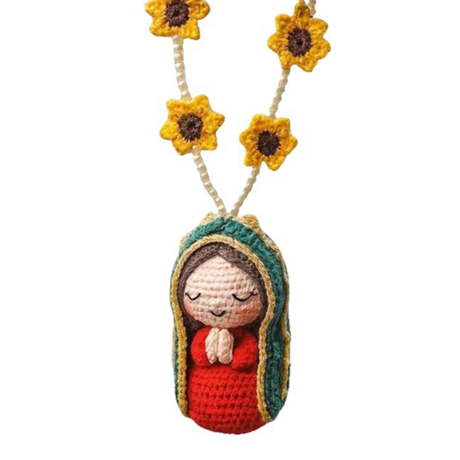 Handmade Knitted Virgin Mary Car Charm – Cute Hanging Ornament & Unique Gift-HandPrint