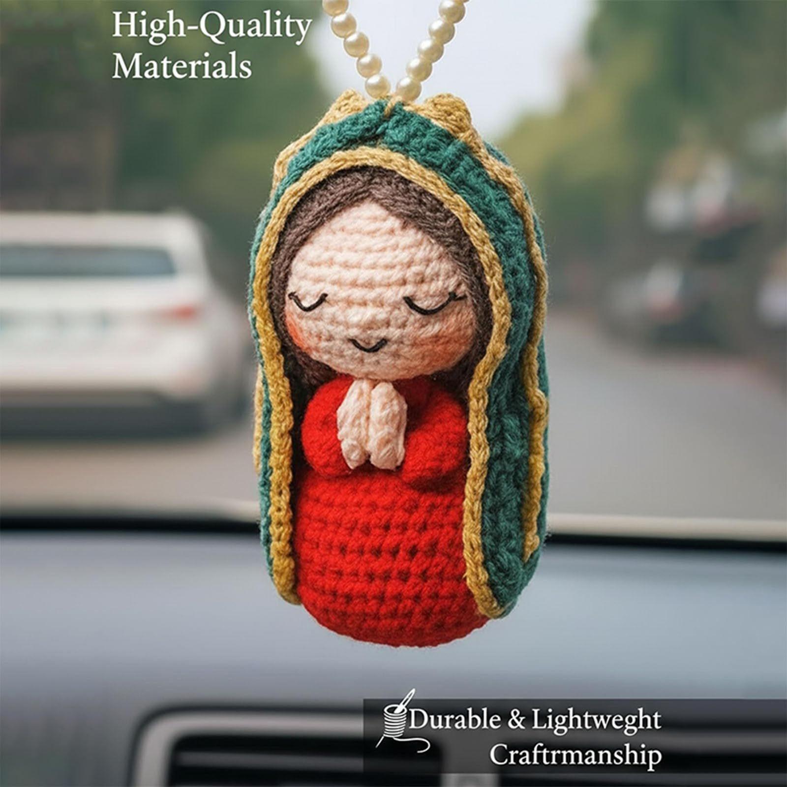 Handmade Knitted Virgin Mary Car Charm – Cute Hanging Ornament & Unique Gift-HandPrint