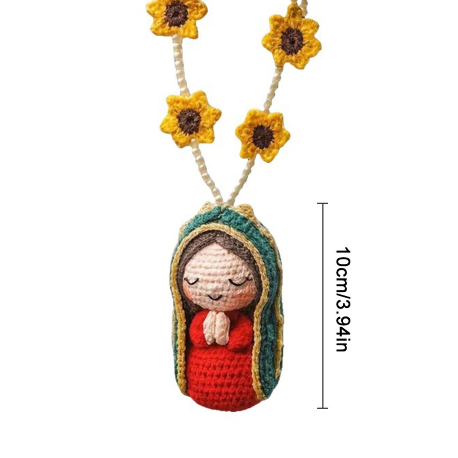 Handmade Knitted Virgin Mary Car Charm – Cute Hanging Ornament & Unique Gift-HandPrint