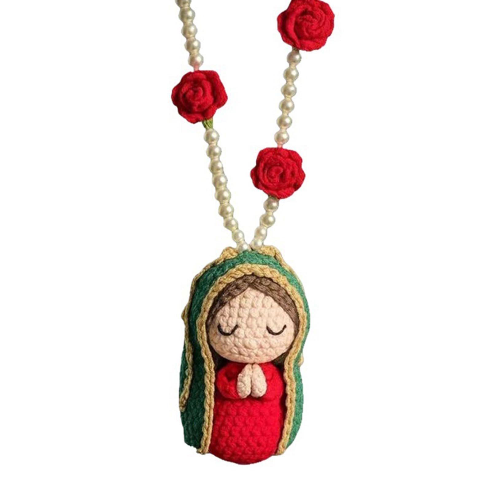 Handmade Knitted Virgin Mary Car Charm – Cute Hanging Ornament & Unique Gift-HandPrint