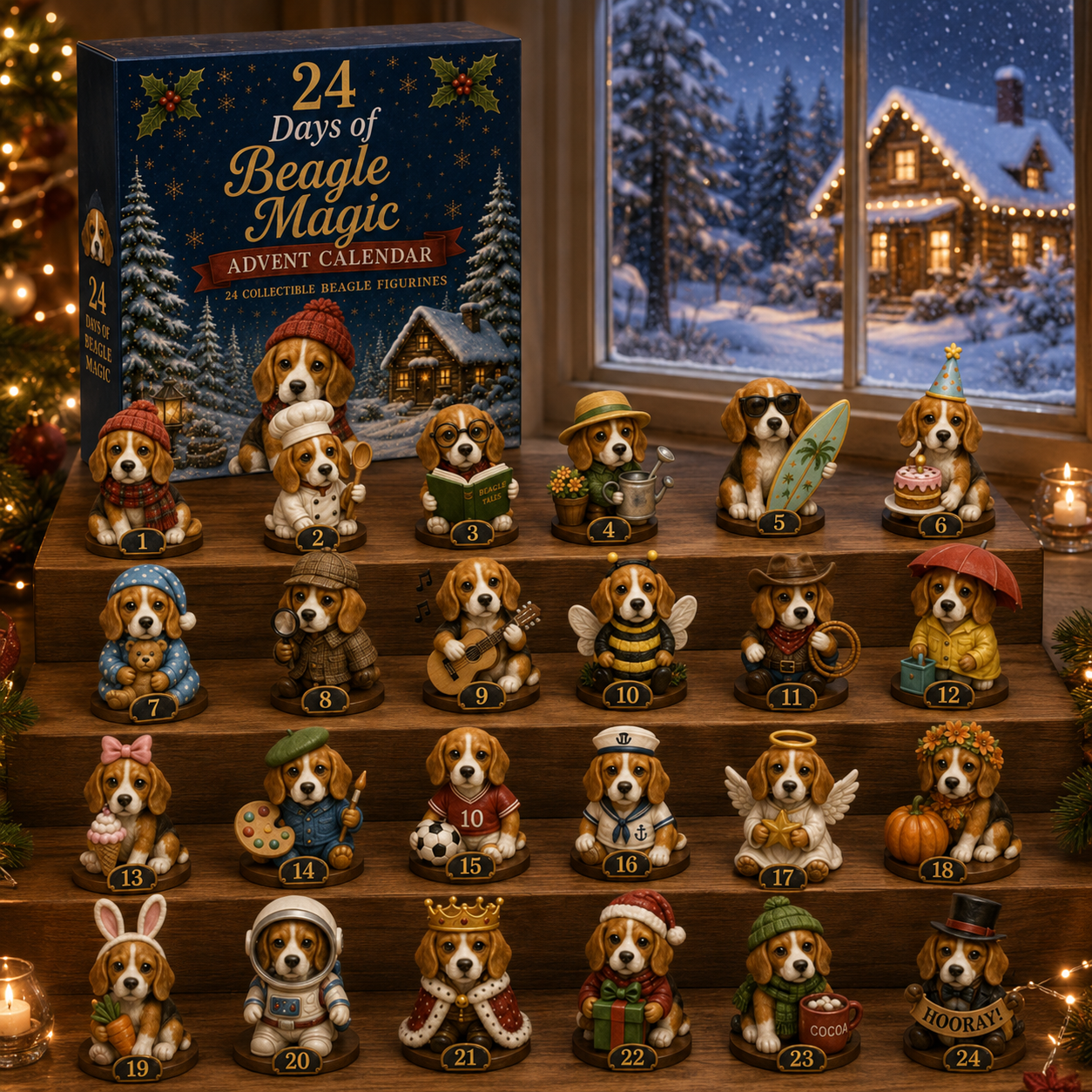 Beagle Magic Advent Calendar 2026 – 24 Days of Unique Beagle Miniature Collectibles, 24 Cute Holiday-HandPrint