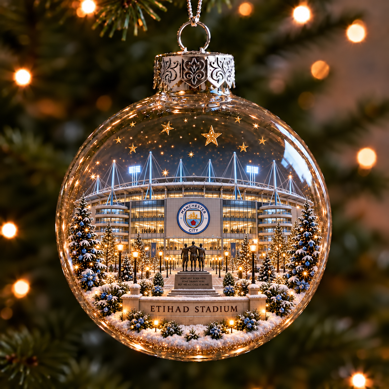 ⚽🎄 Light-Up Football Stadium Christmas Ornament-HandPrint