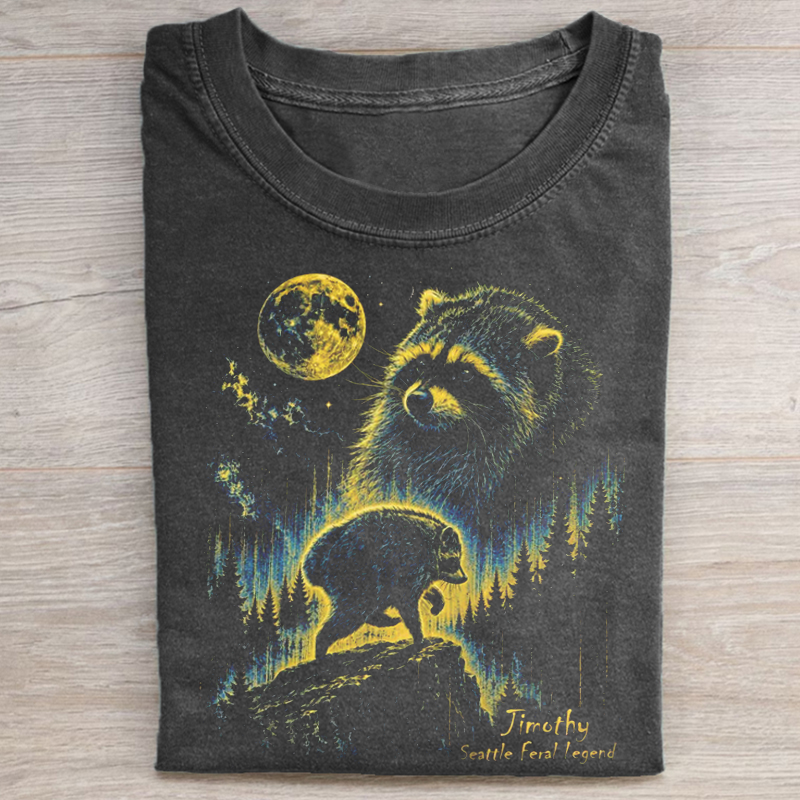 Jimothy Raccoon Howling to the Moon T-shirt-NaturexCraft
