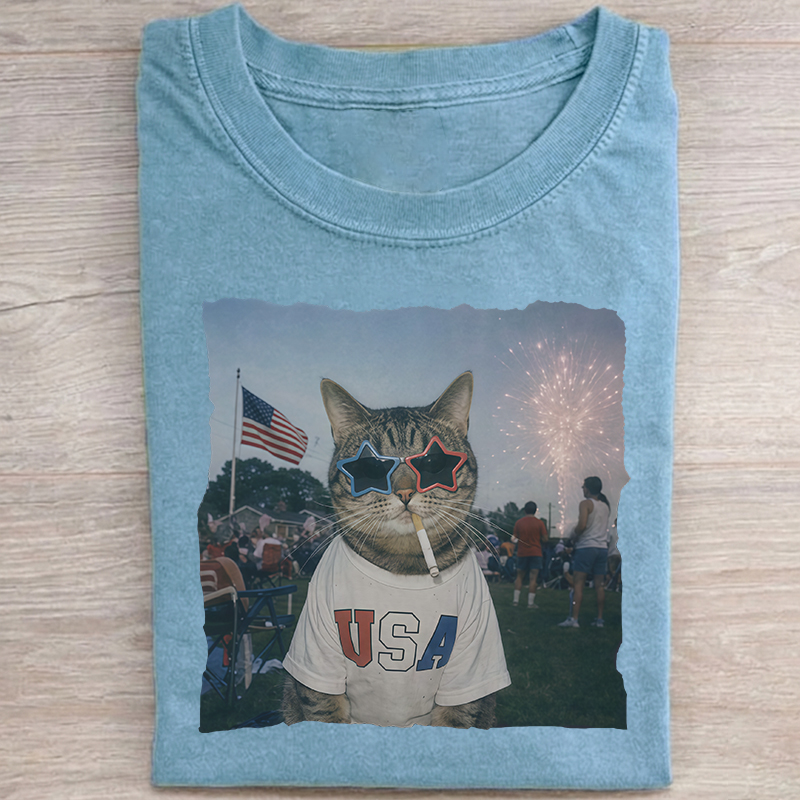 Patriotic Cat T-shirt-NaturexCraft