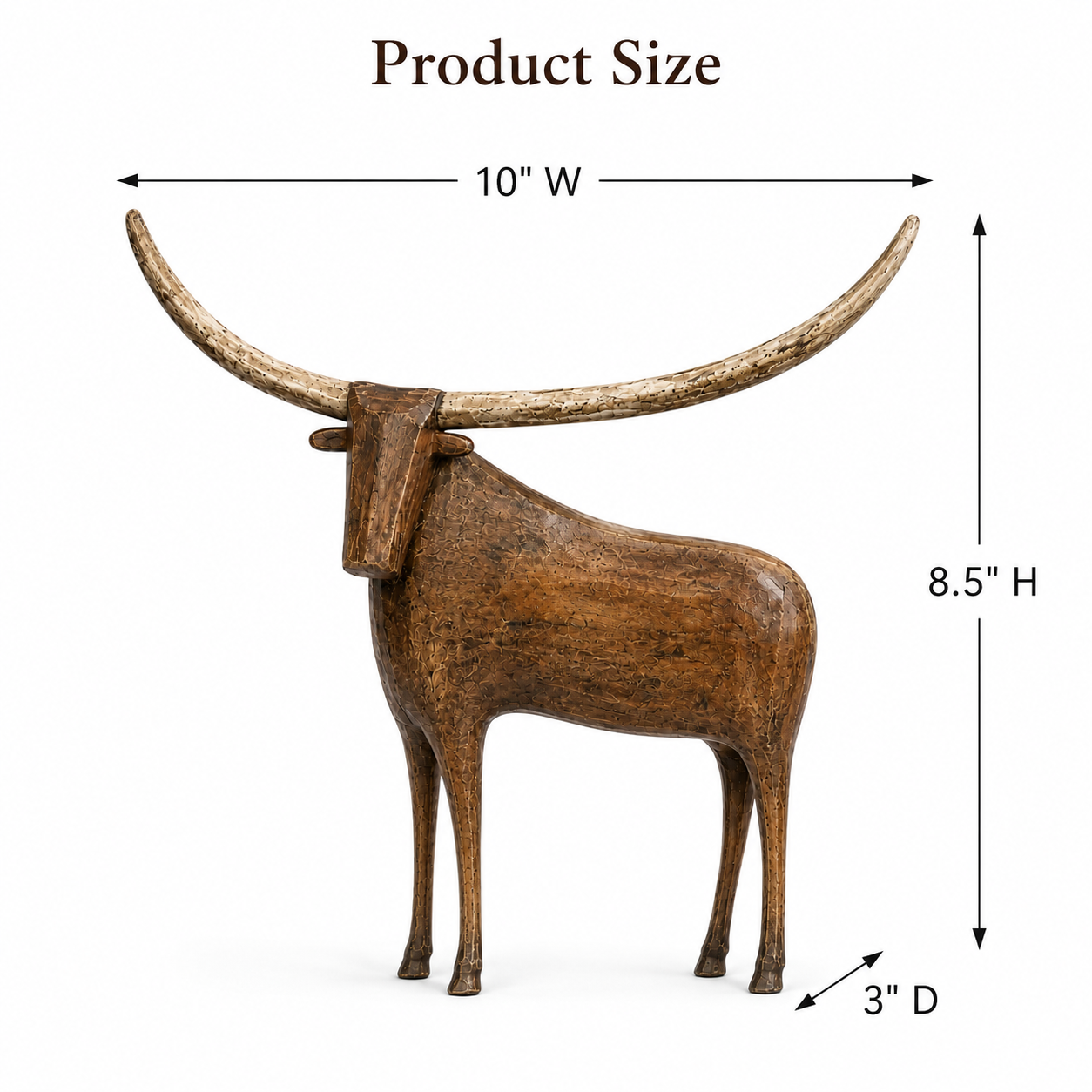 Vintage Longhorn Bull Sculpture-HandPrint