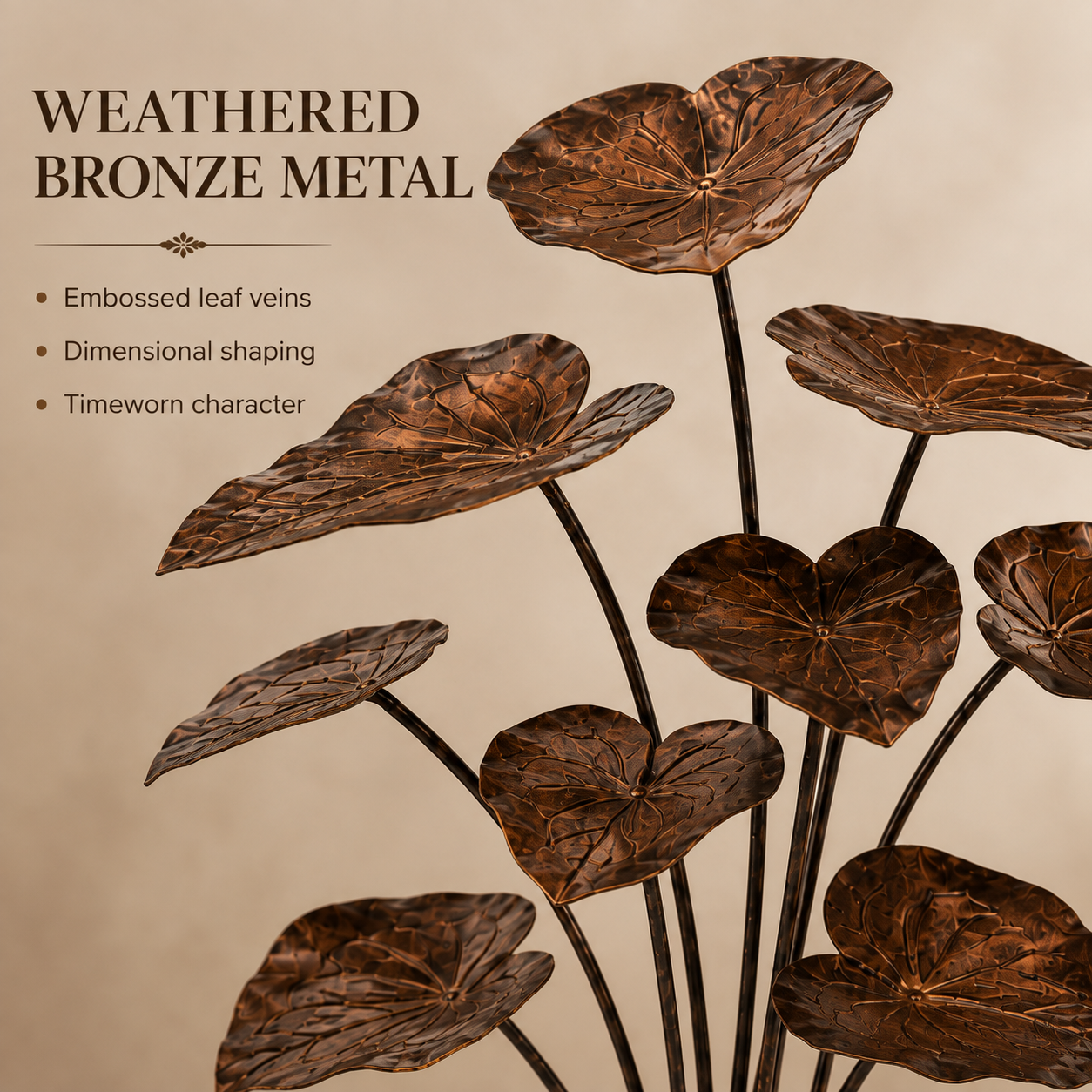 Rustic Metal Lotus Leaf Garden Stake-HandPrint