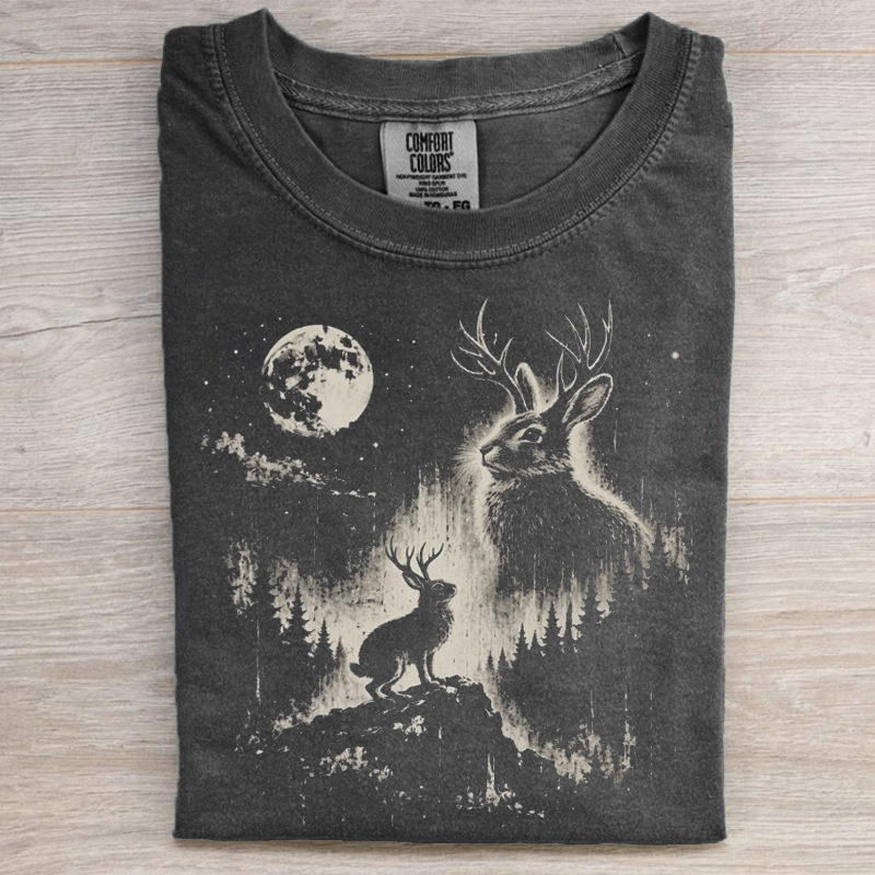 Vintage Jackalope Howling To The Moon T-shirt-NaturexCraft