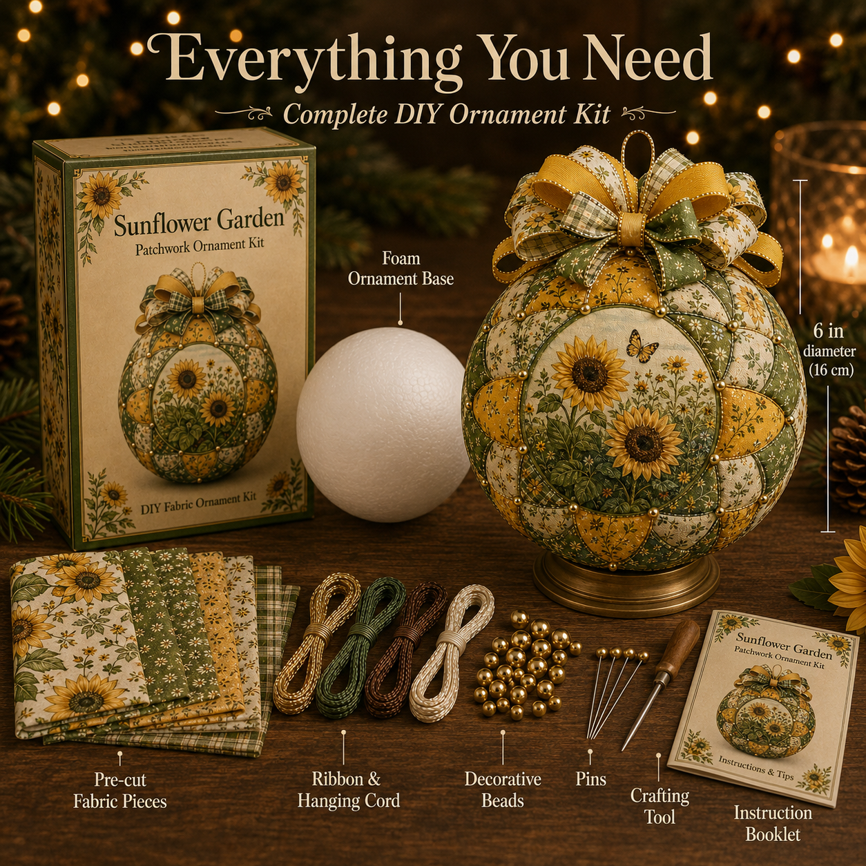 🌿 Garden & Birds Patchwork Ornament DIY Kit-HandPrint