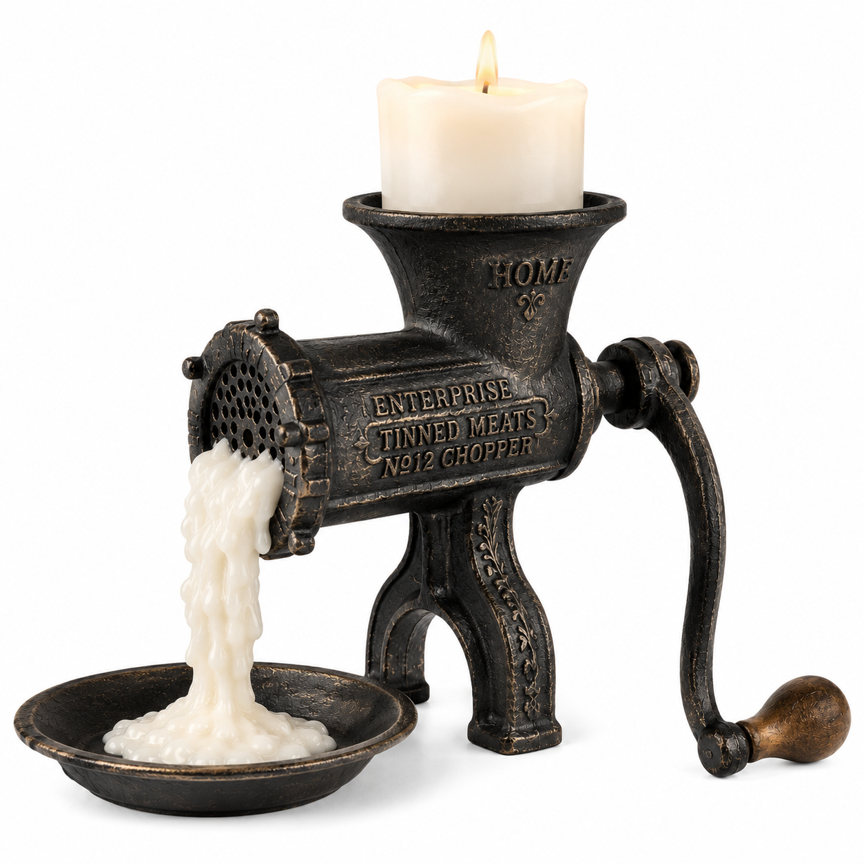 Vintage Meat Grinder Candle Holder-HandPrint