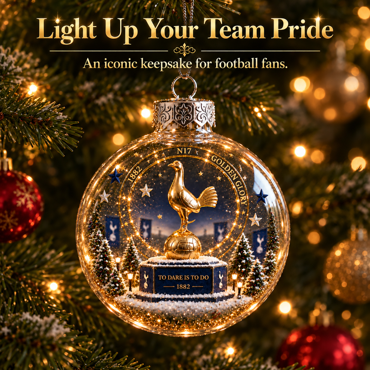 🎄 To Dare Is To Do Light-Up Football Christmas Globe Ornament-HandPrint