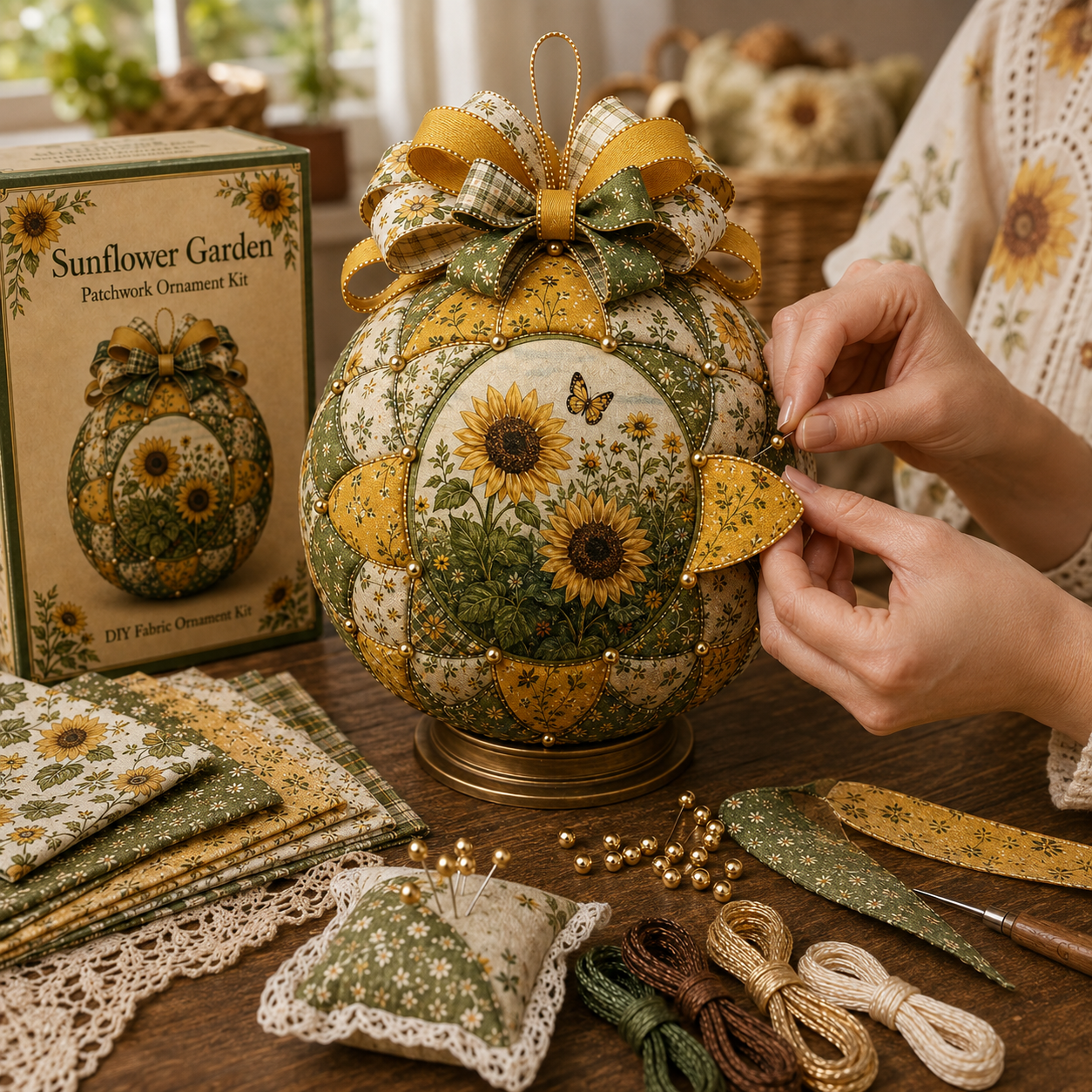 🌿 Garden & Birds Patchwork Ornament DIY Kit-HandPrint