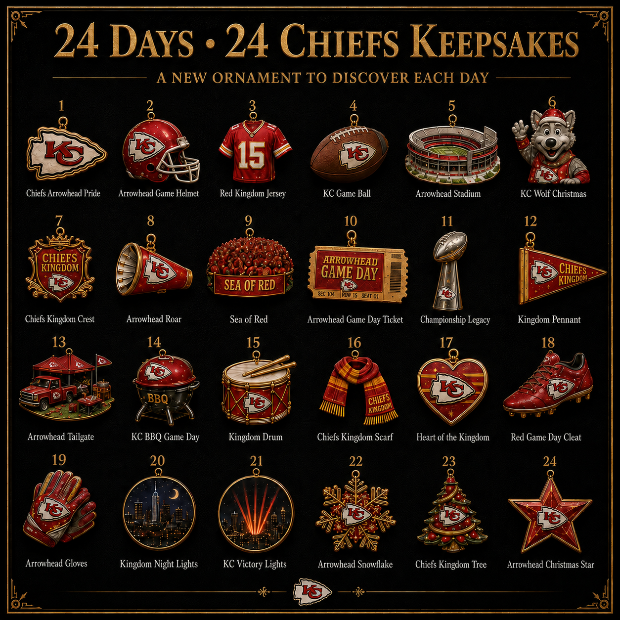 🎄 Chiefs Kingdom Football Christmas Advent Calendar-HandPrint