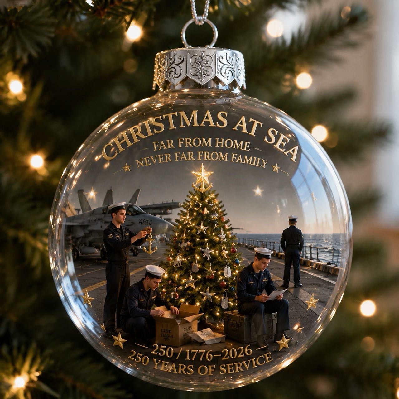 🎄 LAST DAY 75% OFF 🇺🇸 America 250th Military Legacy Light-Up Christmas Ball-HandPrint
