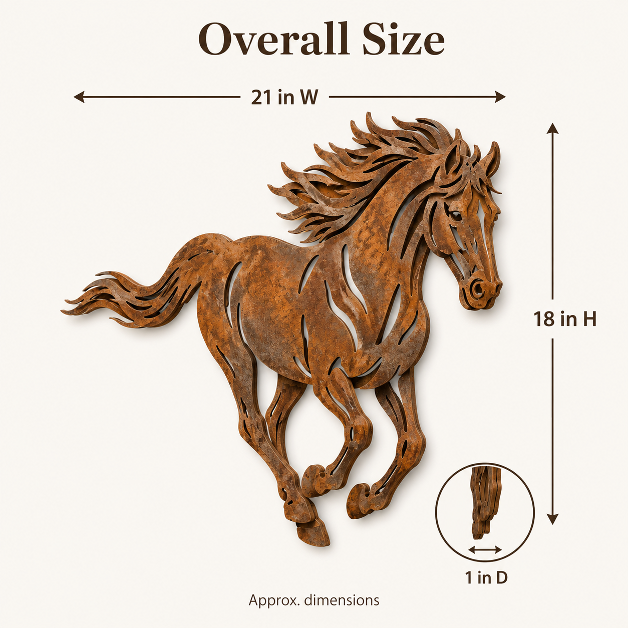 Rustic Running Horse Metal Wall Decor-HandPrint