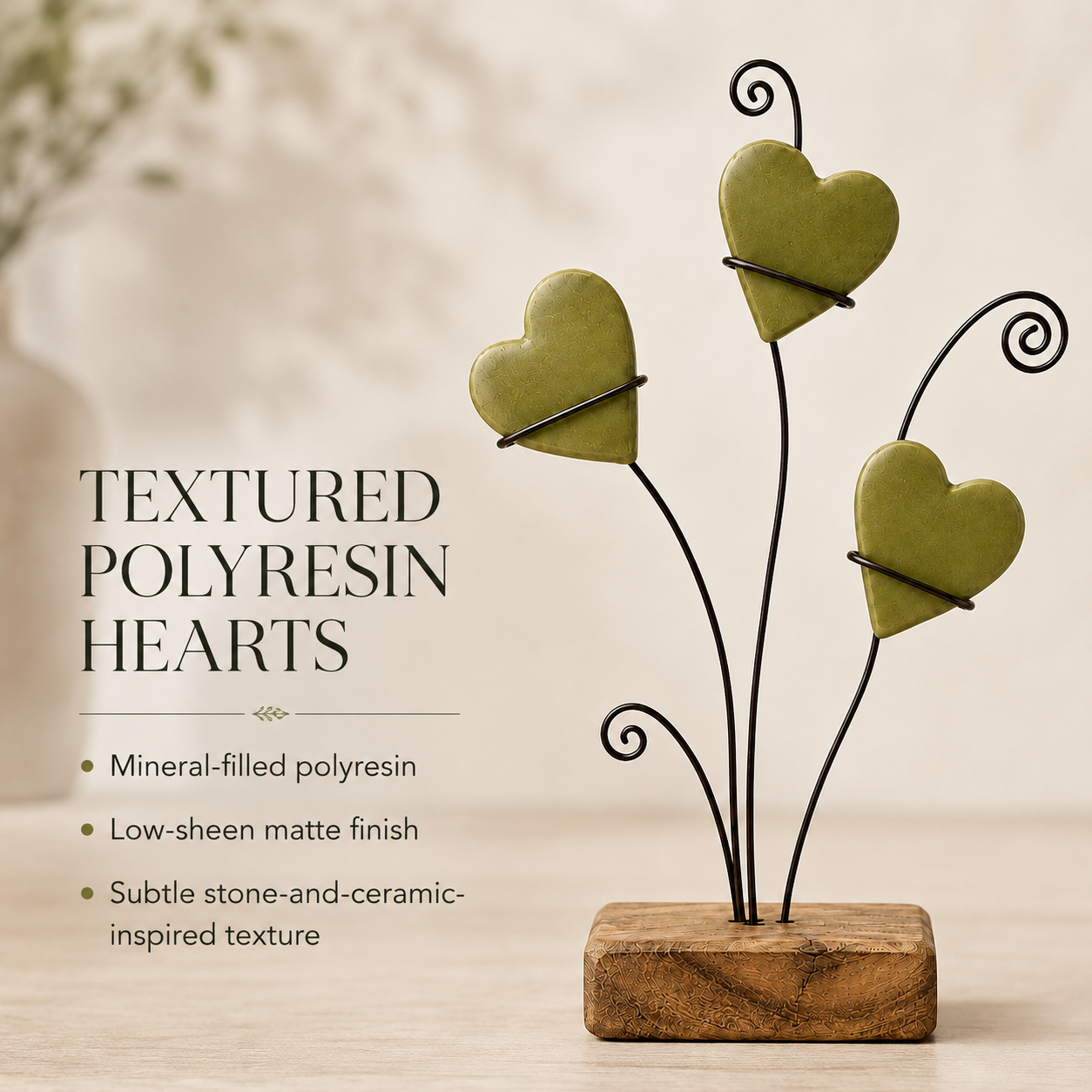 Growing Hearts Tabletop Sculpture-HandPrint