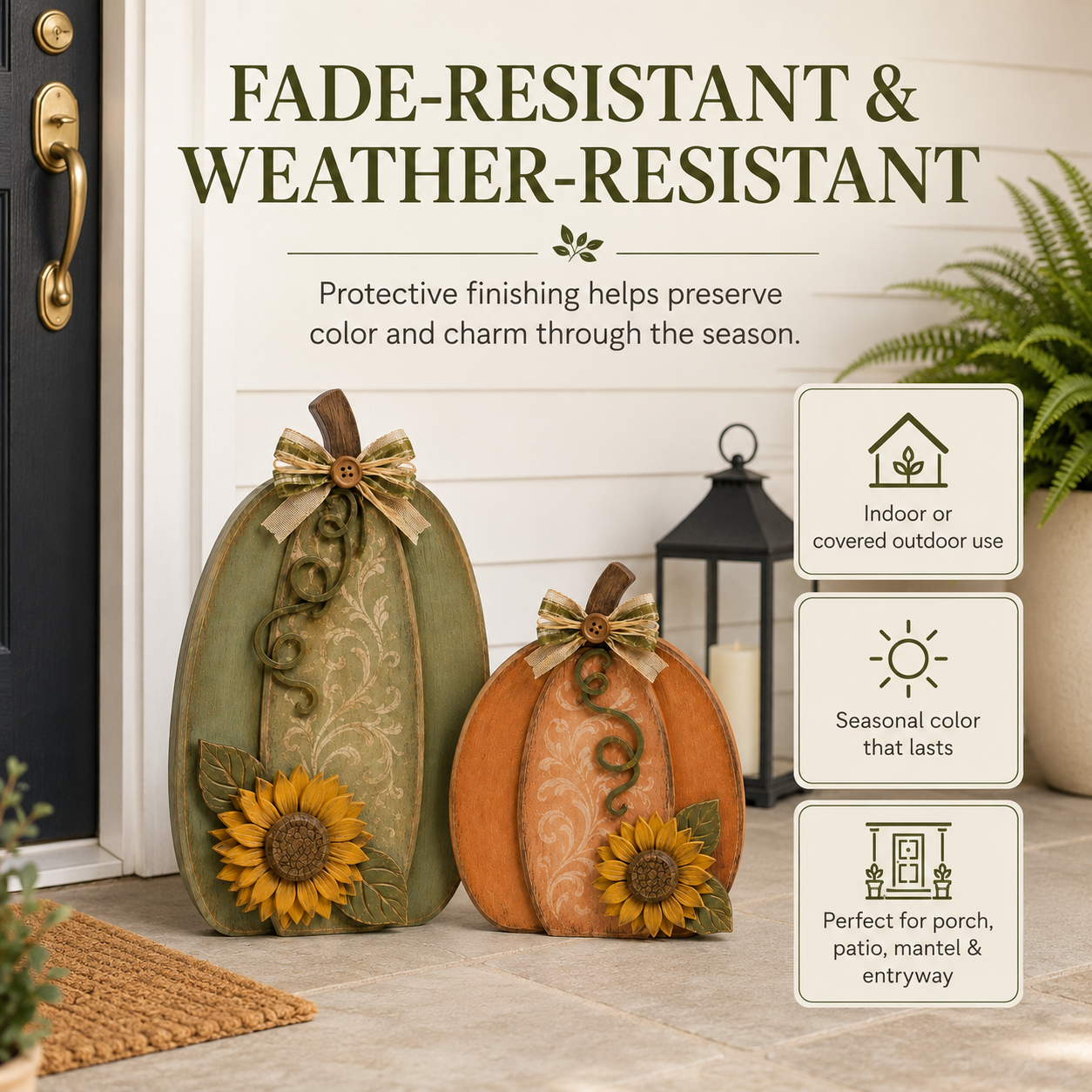 Harvest in Bloom – Solid Wood Pumpkin Pair-HandPrint