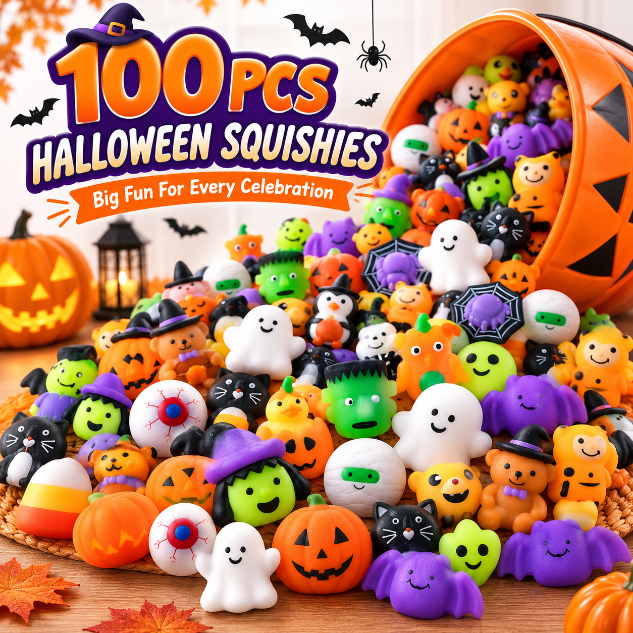 🎃 100PCS Halloween Mochi Squishy Toys – Cute Sensory Party Favors & Goodie Bag Fillers ✨-HandPrint
