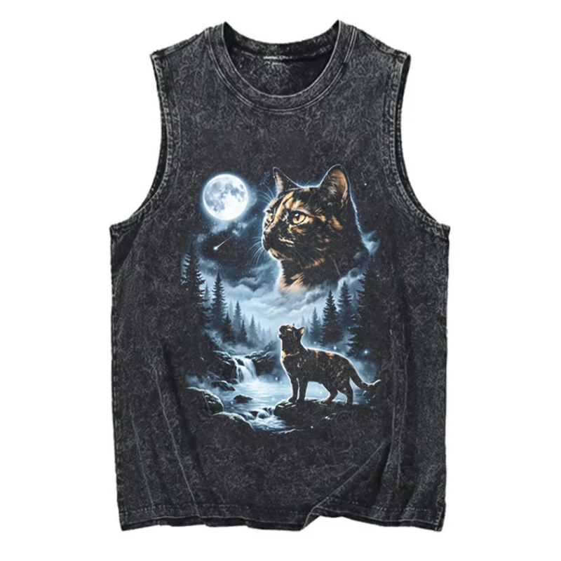Tortoiseshell Cat Howling to the Moon Unisex Tank-NaturexCraft