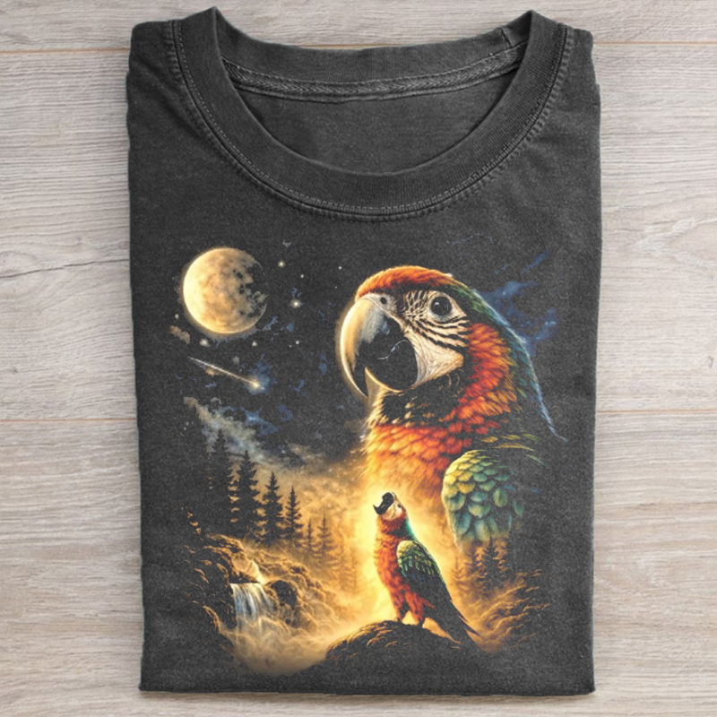 Parrot Howling to the Moon T-shirt-NaturexCraft