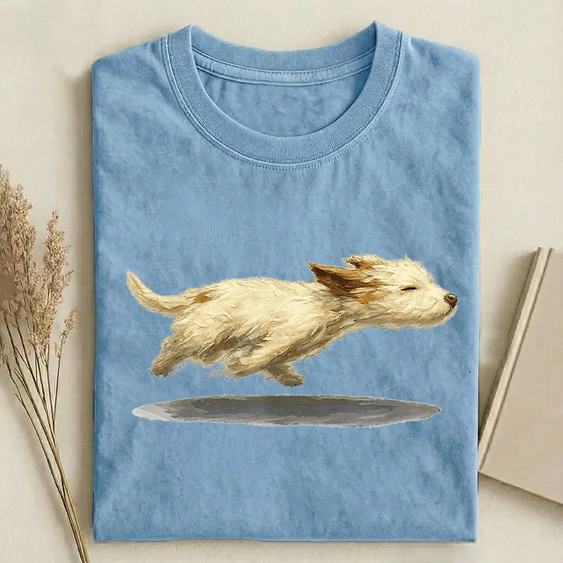 Cute Running Dog T-shirt-NaturexCraft