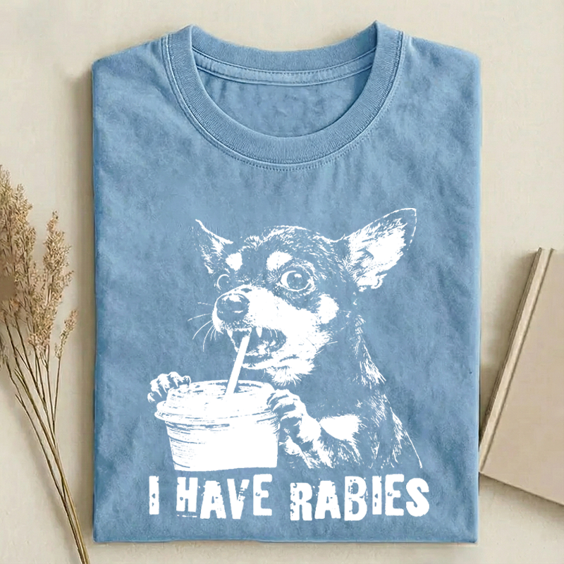 Retro I Have Rabbies Chihuahua T-shirt-NaturexCraft