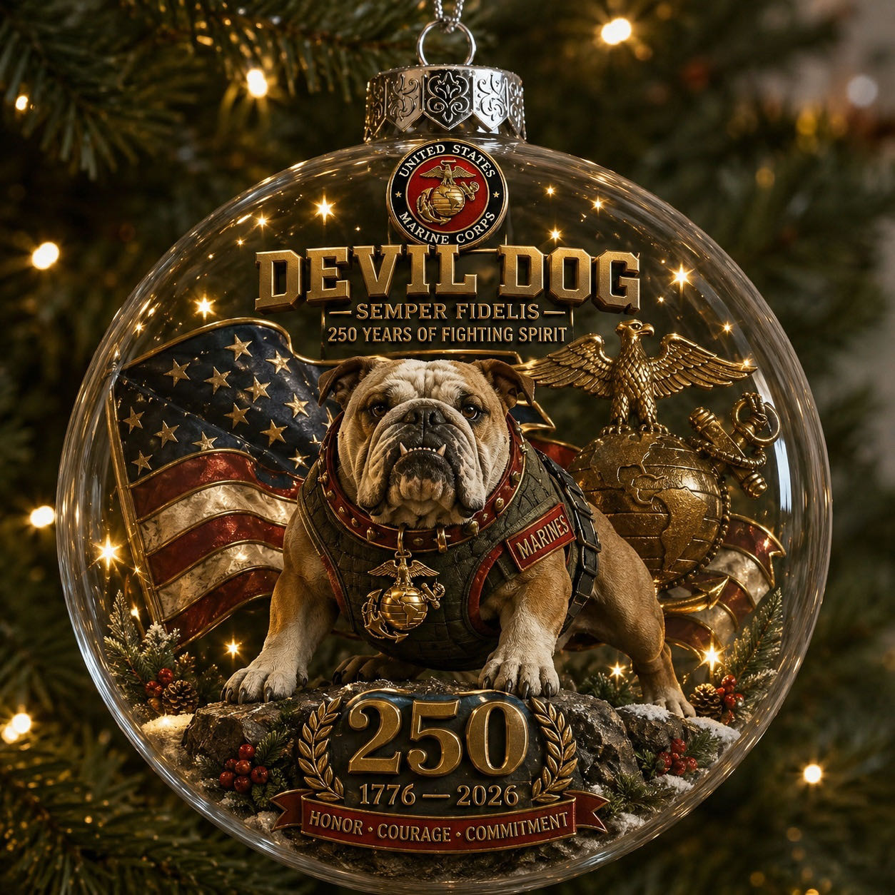 🎄 LAST DAY 75% OFF 🇺🇸 America 250th Military Legacy Light-Up Christmas Ball-HandPrint