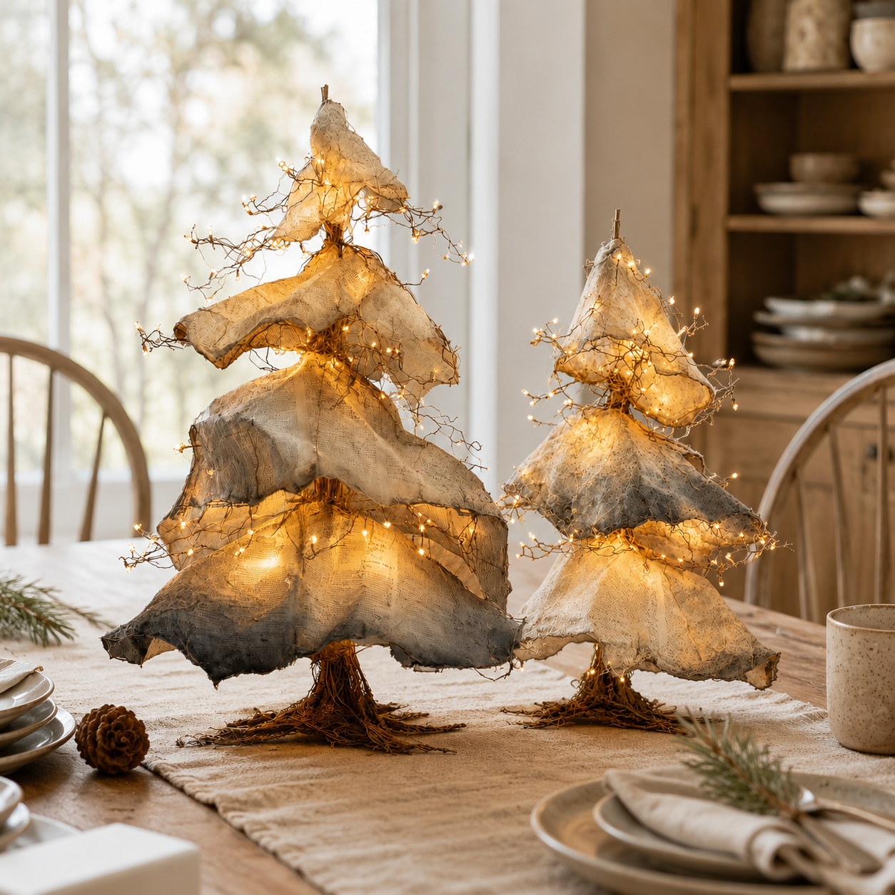 Windswept Winter Trees – Lighted Sculptural Tree Set-HandPrint