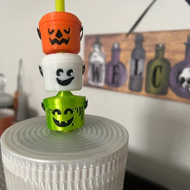 Straw Toppers Halloween Buckets （Cup not included）-HandPrint