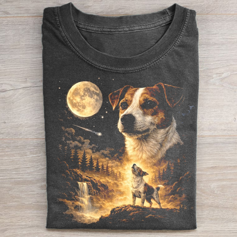 Jack Russell Howling To The Moon T-shirt-NaturexCraft