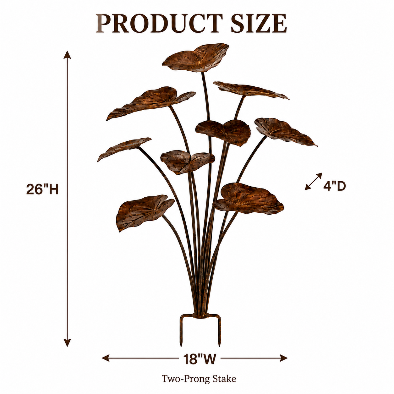 Rustic Metal Lotus Leaf Garden Stake-HandPrint