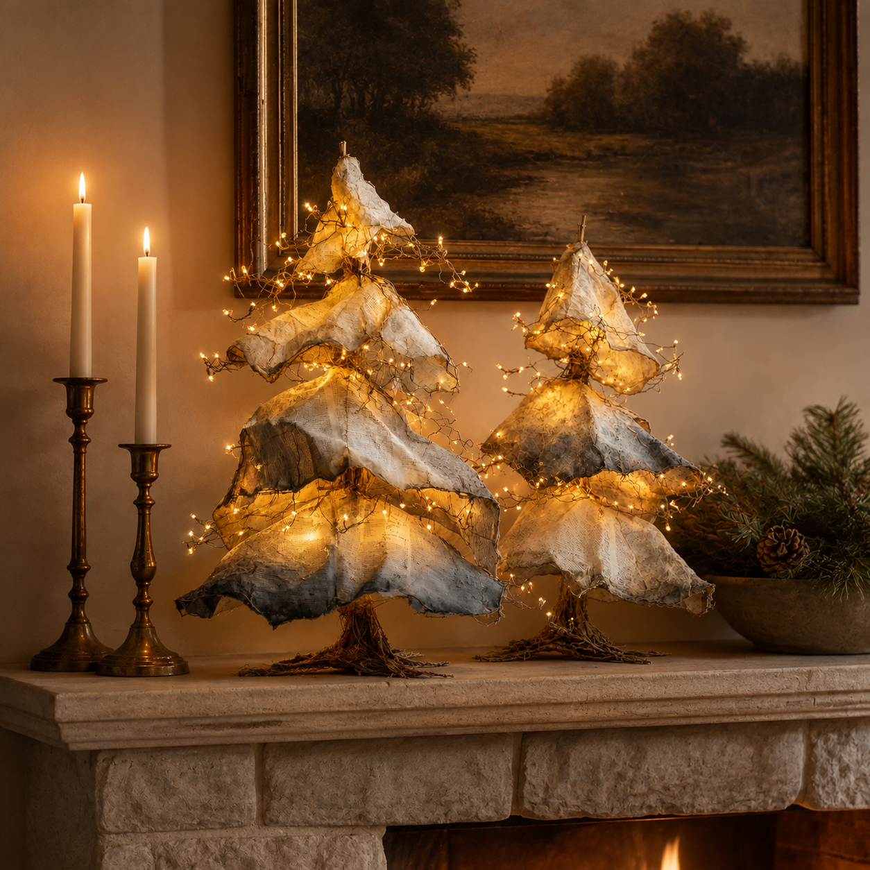 Windswept Winter Trees – Lighted Sculptural Tree Set-HandPrint