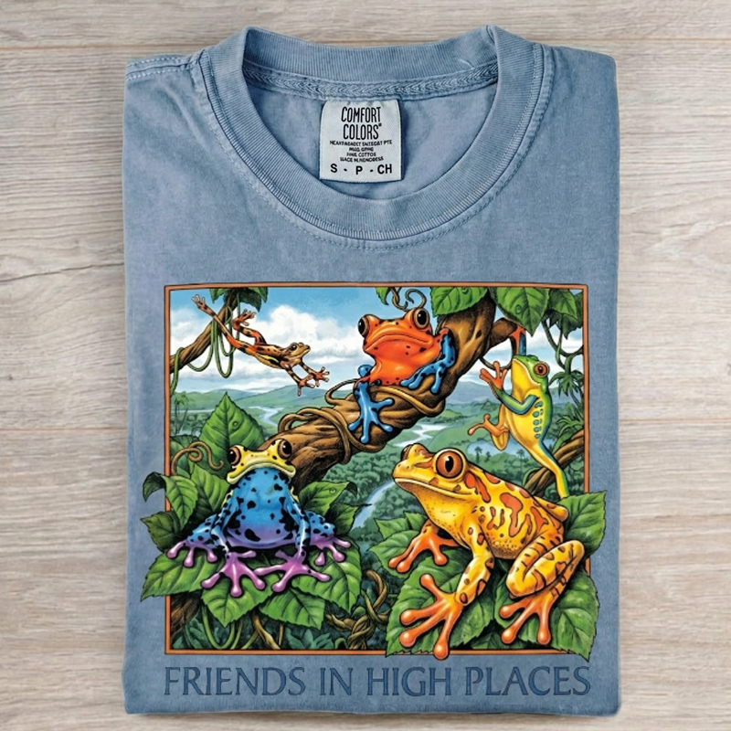 Friends in High Places Frog 90s T-shirt-NaturexCraft
