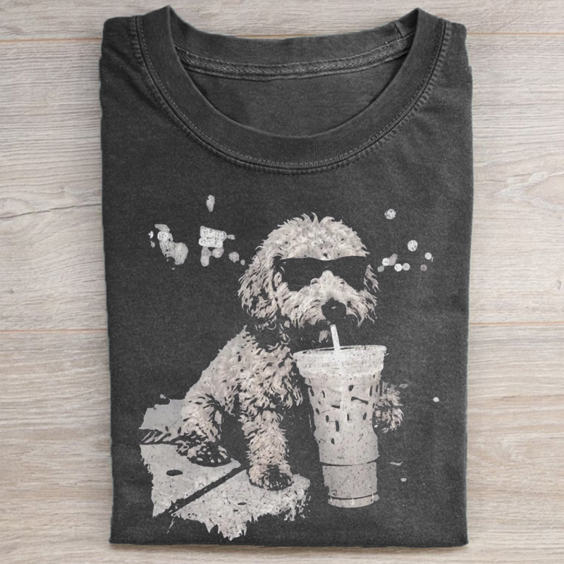 Goldendoodle Drinking Iced Coffee T-shirt-NaturexCraft