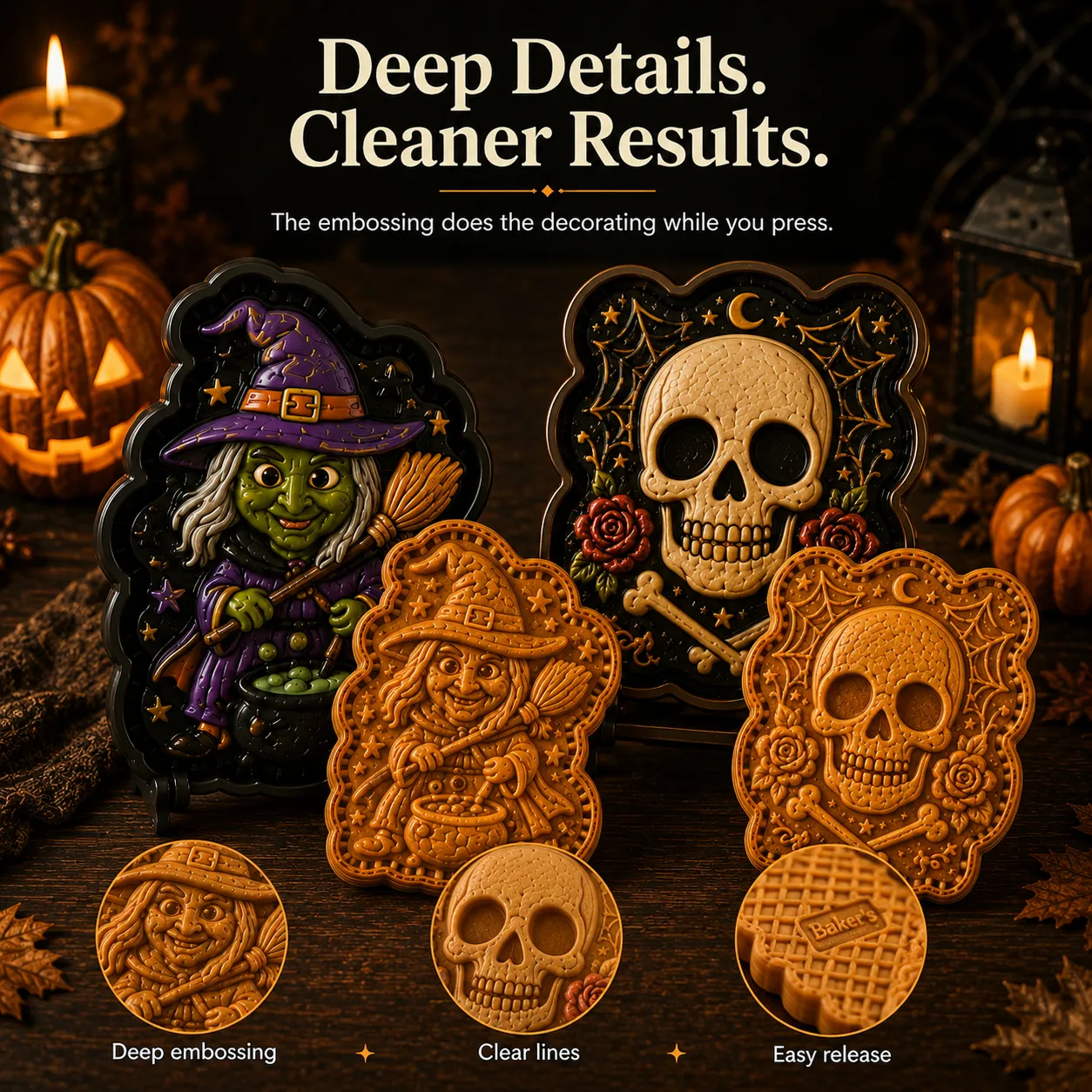 ⏳Only Today 49% OFF – Buy 3 Get 1 FREE（4 PCS）🎃 Halloween Mini Pie Mold Collection | Reusable Embossed Molds for Shaping Detailed Pumpkin, Ghost, Reindeer, Tree & Holiday Pies 🥧✨-HandPrint