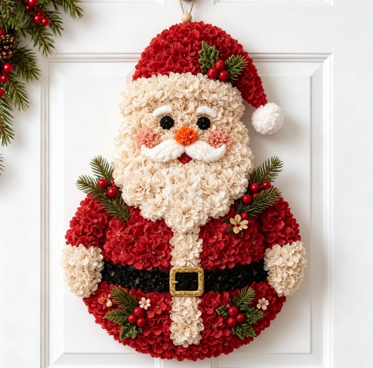🎄✨Christmas Fabric Flower Door Hanging DIY Kit – Layered Holiday Décor-HandPrint