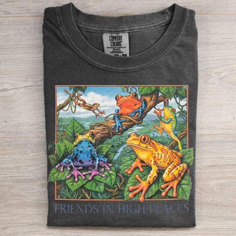 Friends in High Places Frog 90s T-shirt-NaturexCraft