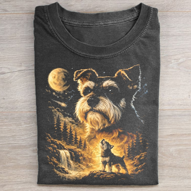 Miniature Schnauzer Howling To The Moon T-shirt-NaturexCraft