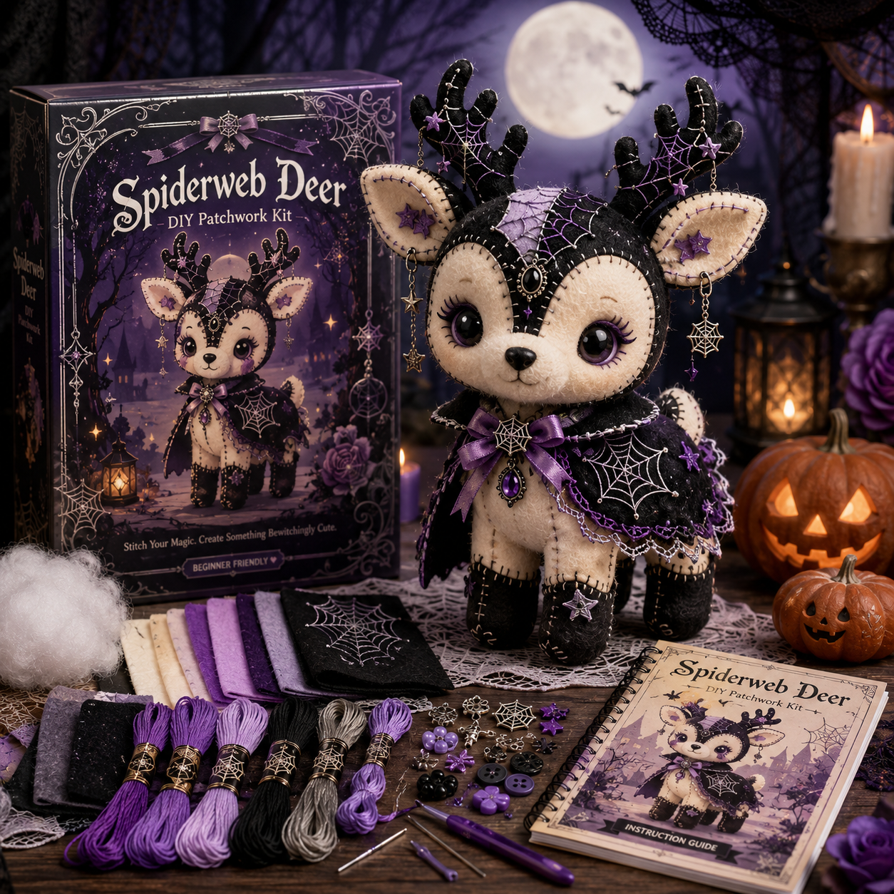 DIY Halloween Magical Patchwork Kit – Sew Your Own Spooky Cute Friend 🎃🧵-HandPrint