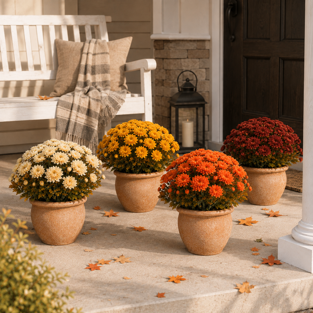 Autumn Bloom Faux Chrysanthemum Bush-HandPrint