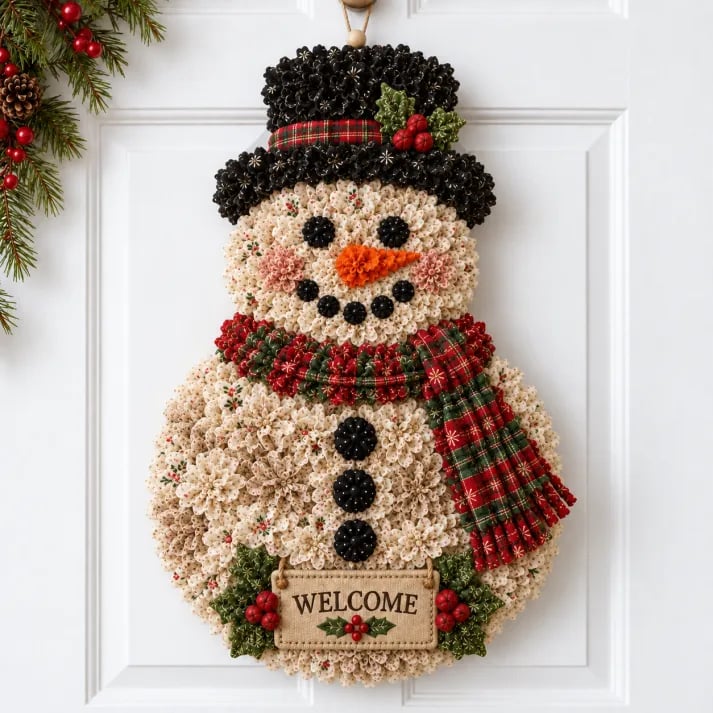 🎄✨Christmas Fabric Flower Door Hanging DIY Kit – Layered Holiday Décor-HandPrint