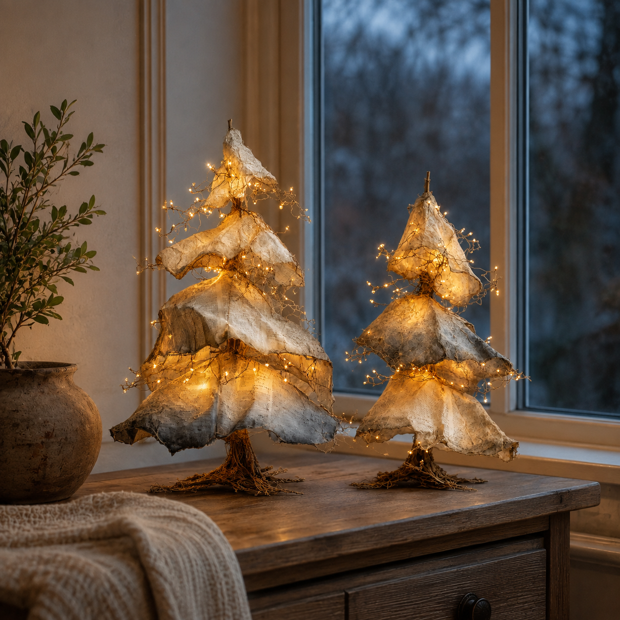 Windswept Winter Trees – Lighted Sculptural Tree Set-HandPrint