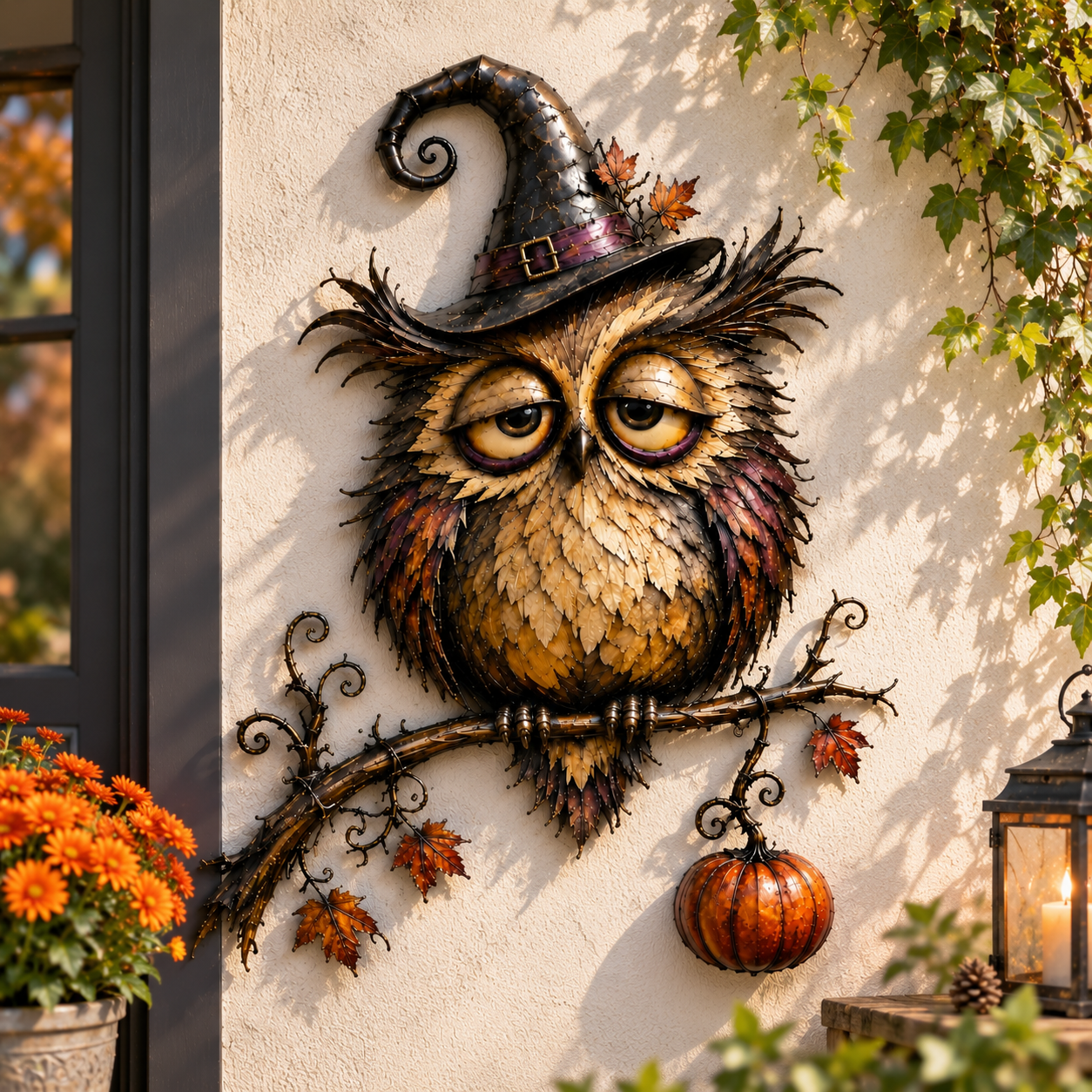 Witch Owl Halloween Metal Wall Decor-HandPrint