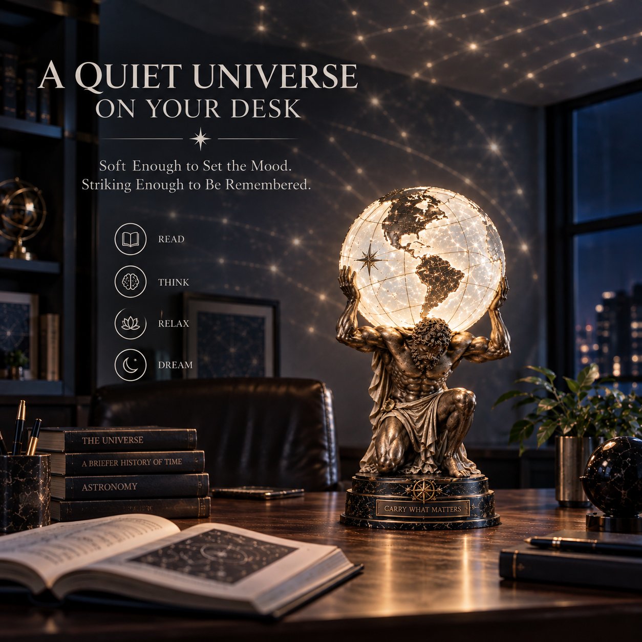 🌍 Atlas Illuminated World Sphere Lamp🌌-HandPrint