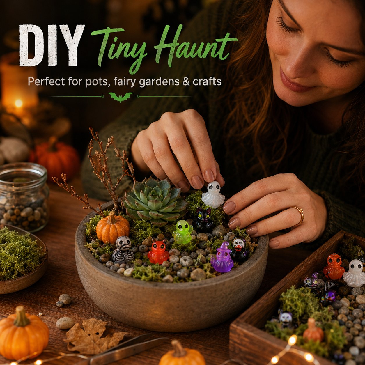 👻 Mini Glow Halloween Figures — Tiny Spooky Resin Decorations ( 30pcs! )-HandPrint