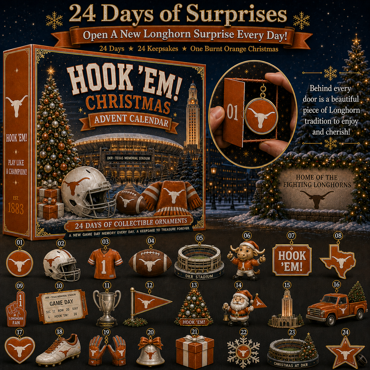 🎄 Hook ’Em! Football Christmas Advent Calendar