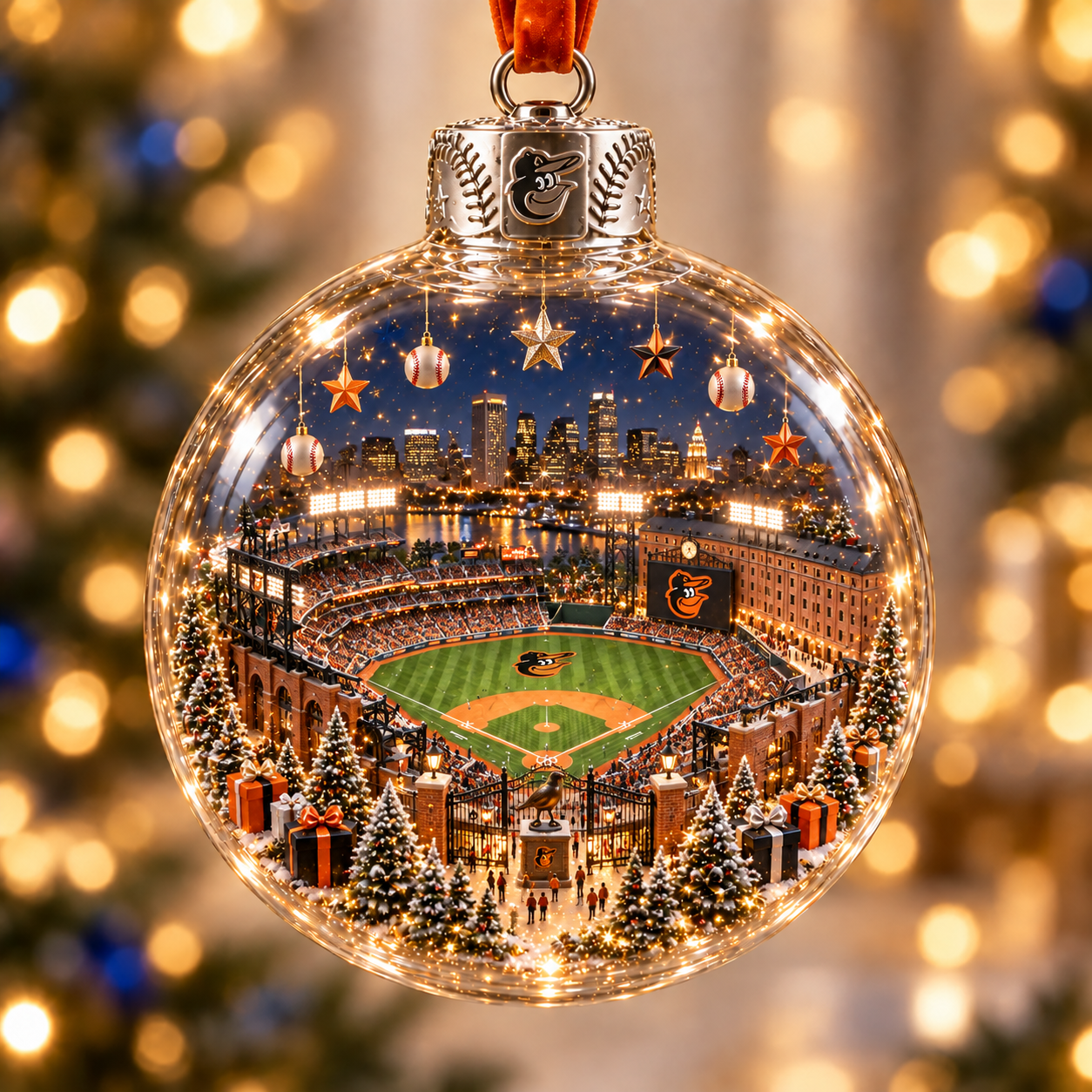 ⚾🎄 Light-Up Baseball Stadium Christmas Ornament-HandPrint