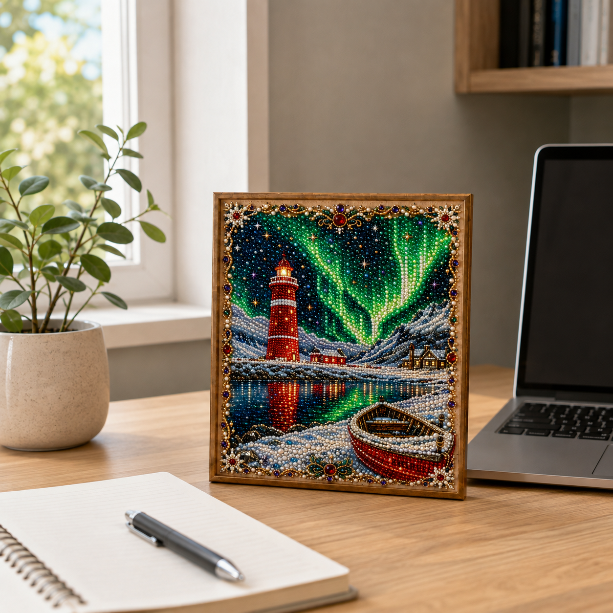 ✨ Aurora Lighthouse DIY Pearl Painting –  Sparkling Winter Landscape Decor-HandPrint